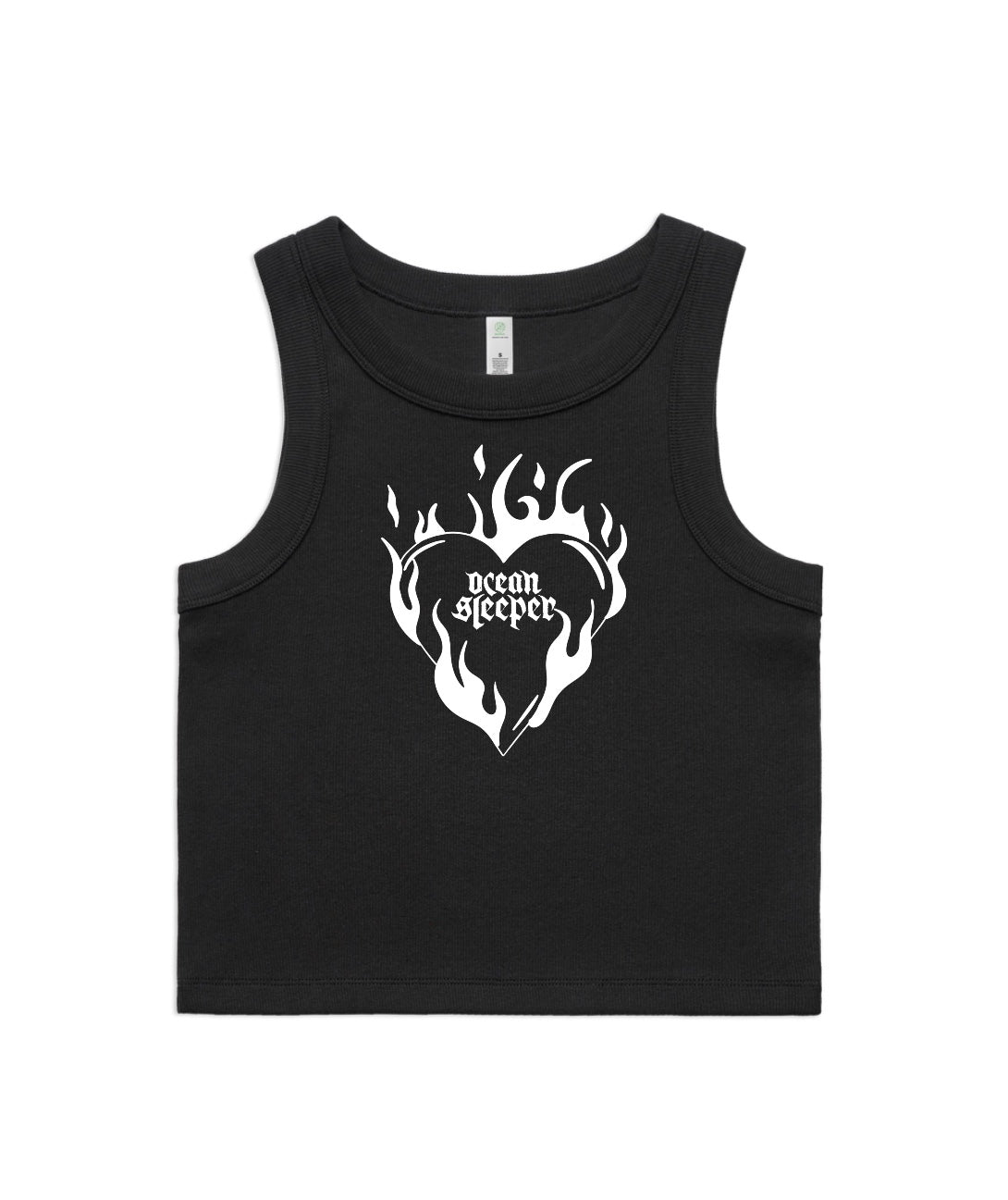 Flame Heart Crop Tank Black